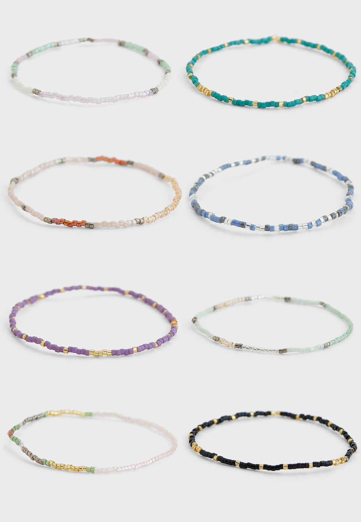 Pack Of 8 Beaded Bracelets