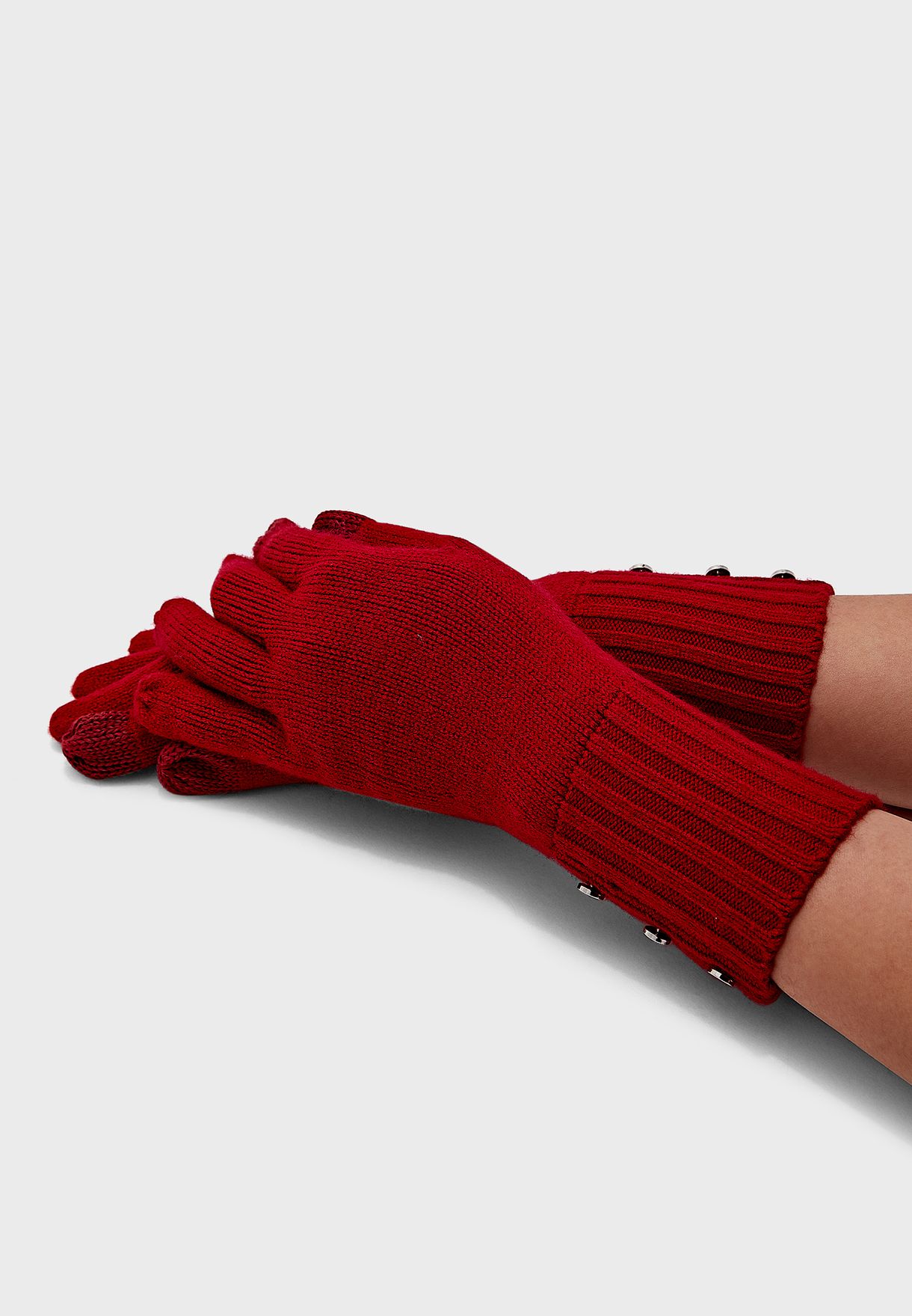 Buy Lauren Ralph Lauren red Logo Detail Gloves for Women in Dubai, Abu Dhabi