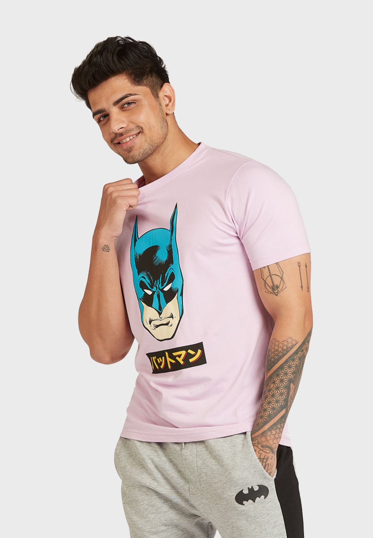 Buy SP Characters pink Batman Crew Neck T-Shirt for Men in Dubai, Abu Dhabi