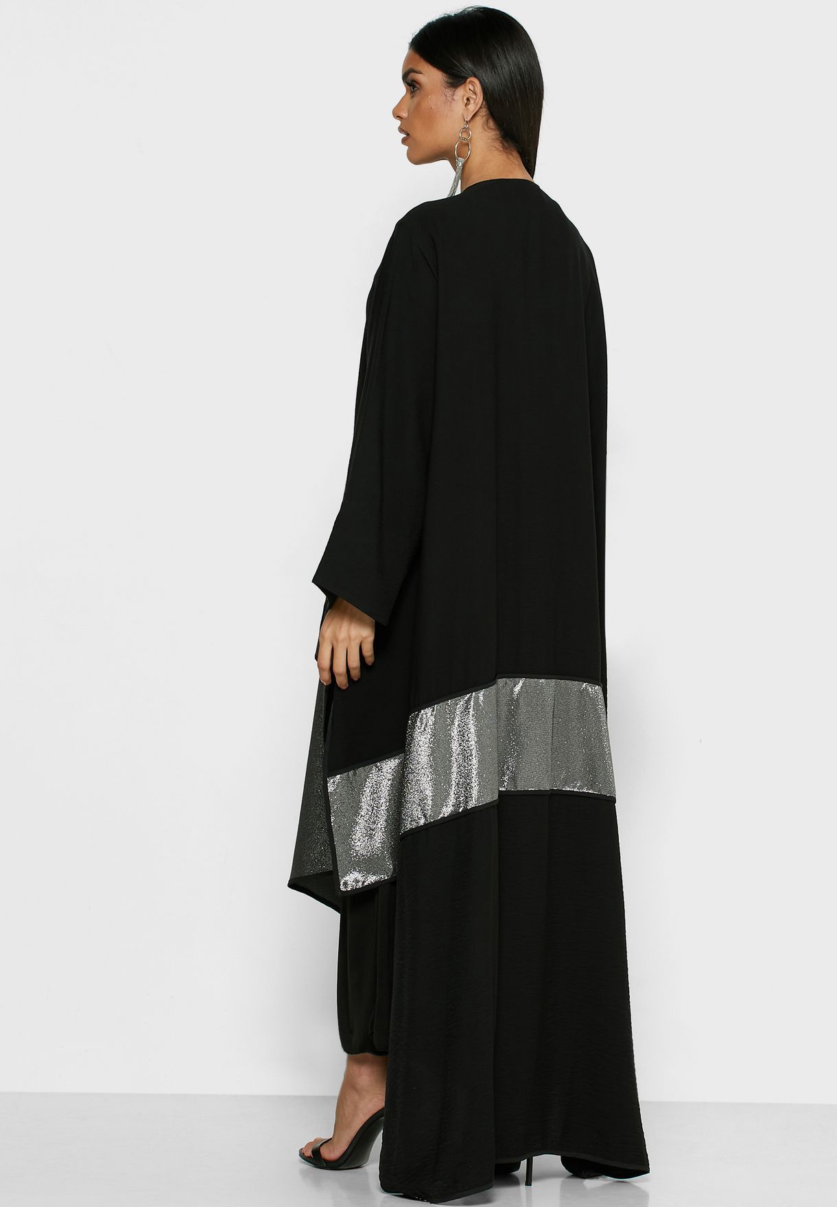 Buy Thouq black Printed Asymmetric Abaya for Women in Dubai, Abu Dhabi