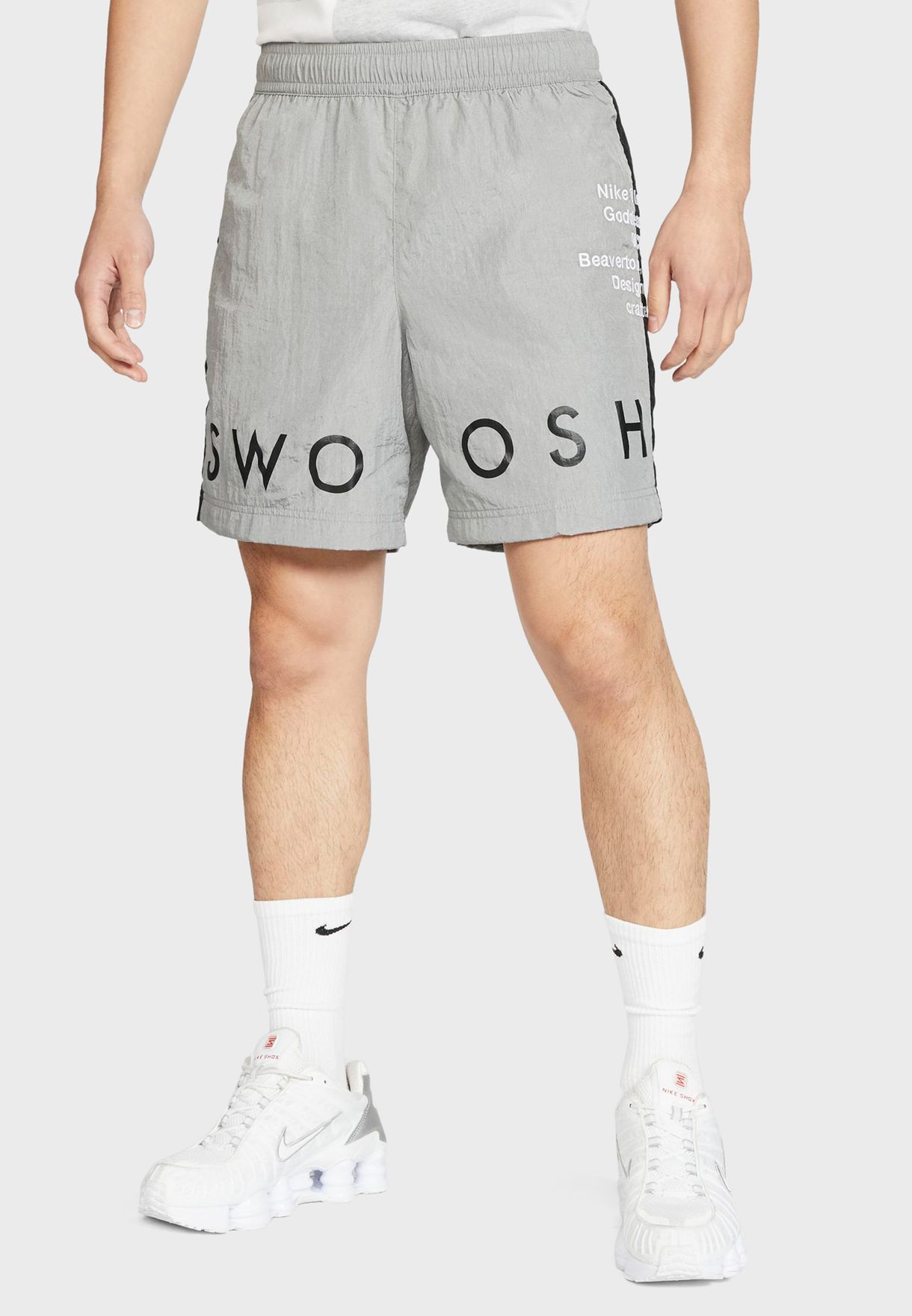nike swoosh shorts grey