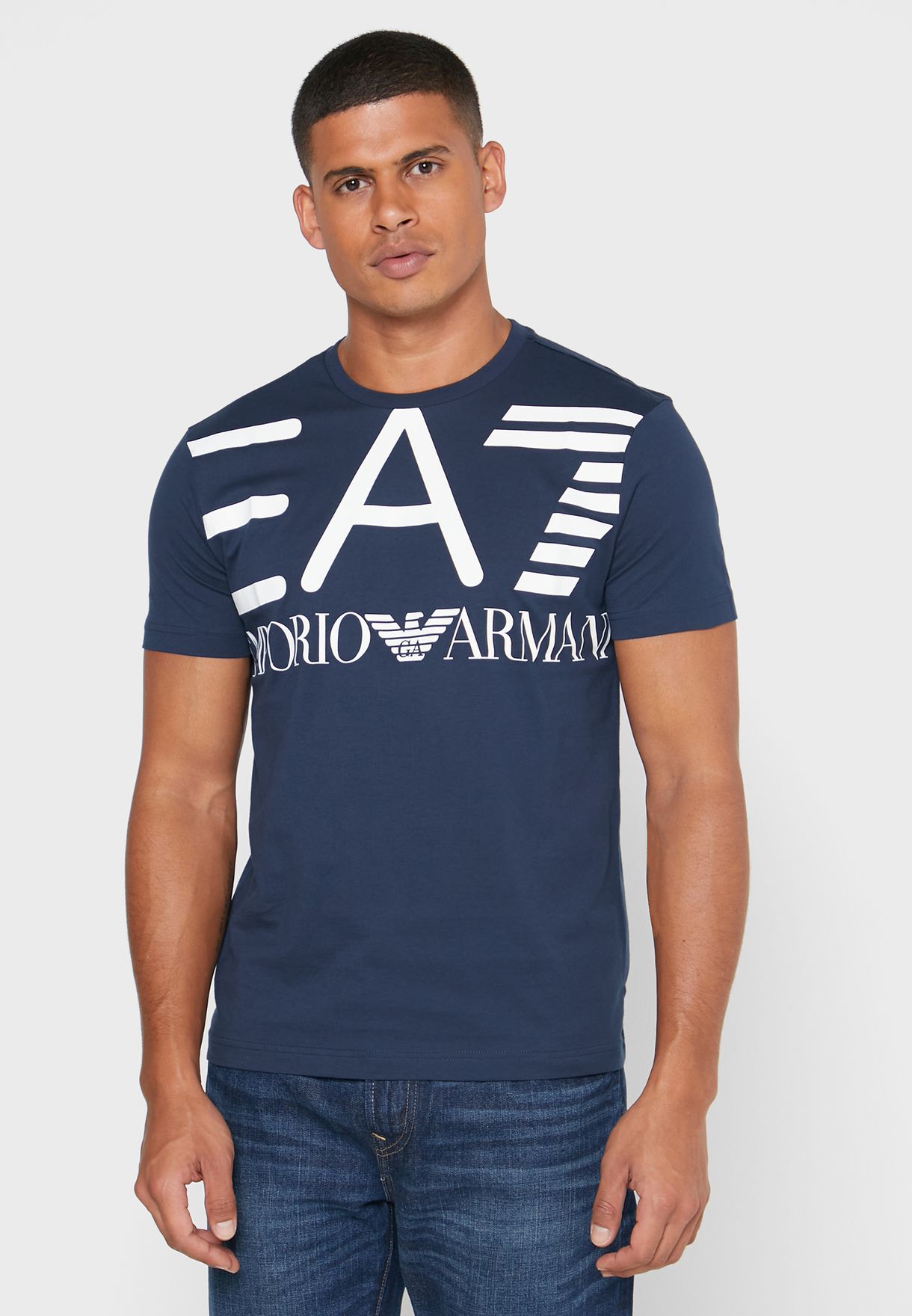 Buy Ea7 Emporio Armani navy Logo Crew Neck T-Shirt for Men in Manama, Riffa