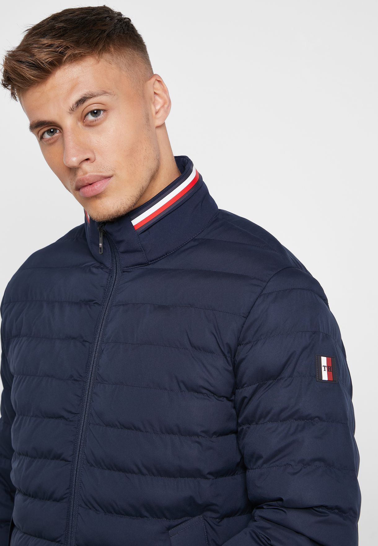 Buy Tommy Hilfiger navy Stretch Quilted Jacket for Men in MENA, Worldwide