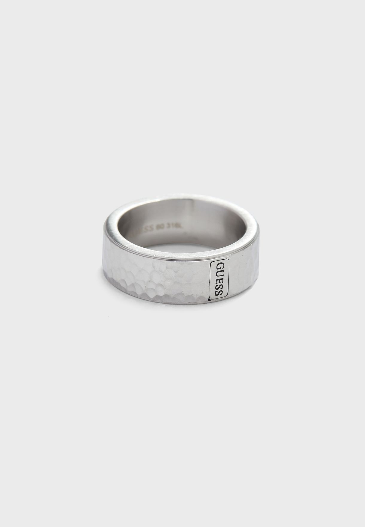 Assimilate Abe Afvist Buy Guess silver Hammered Band Ring for Men in MENA, Worldwide