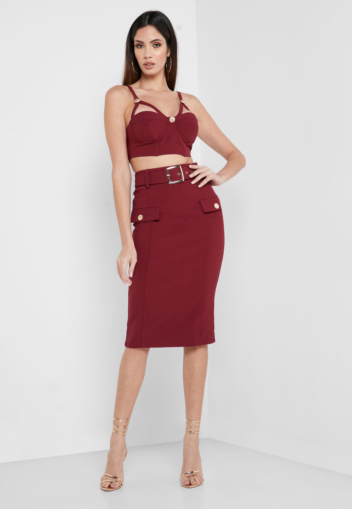 burgundy bodycon skirt