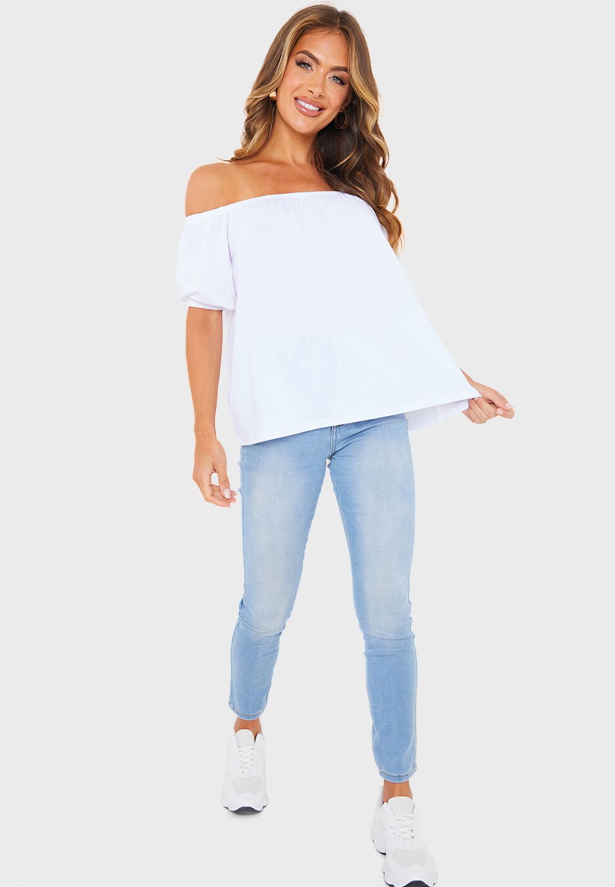 ladies white bardot tops