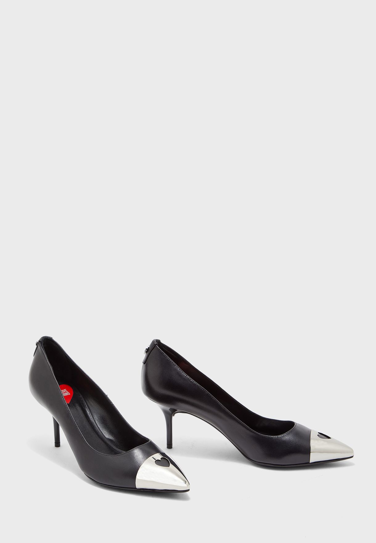 black mid heel pump