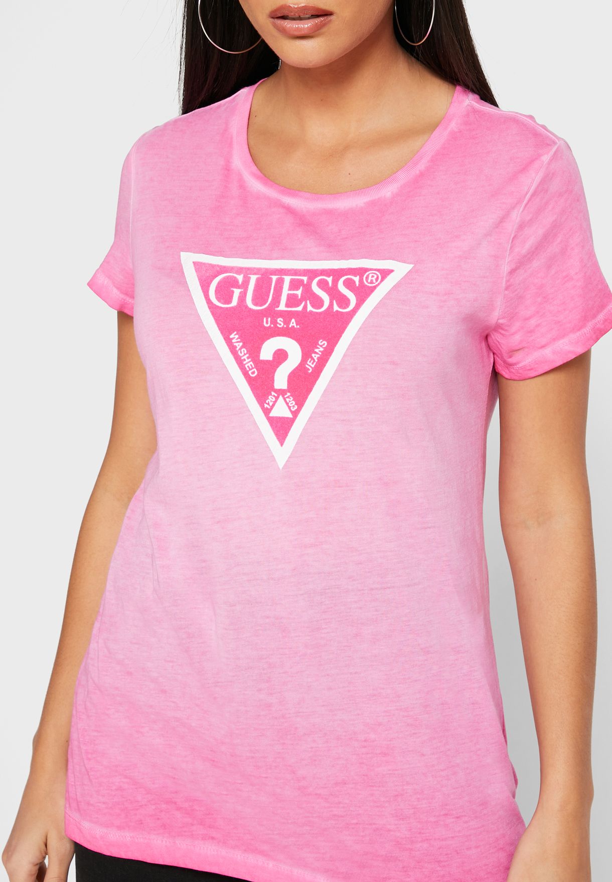 guess pink t shirt
