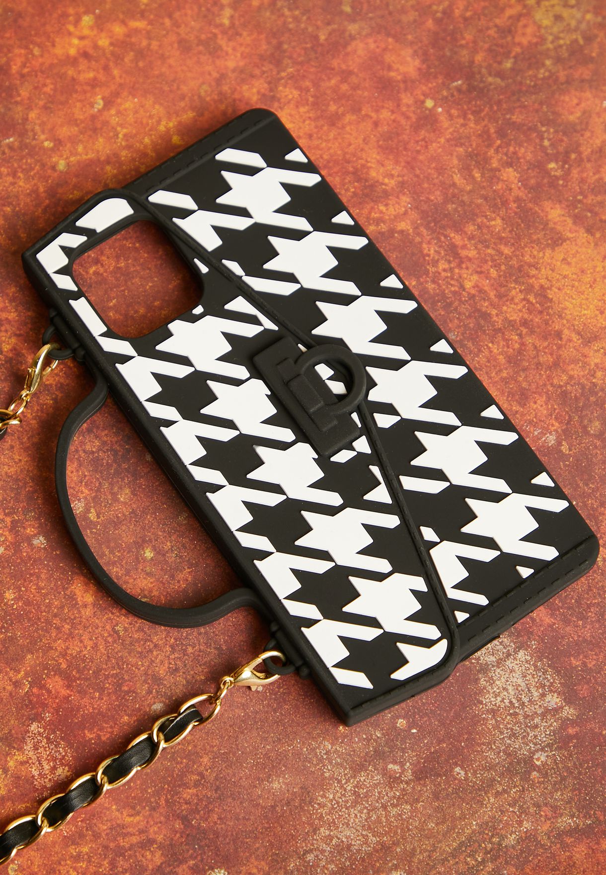 Black 12 Pro Houndstooth Strap IPhone Case