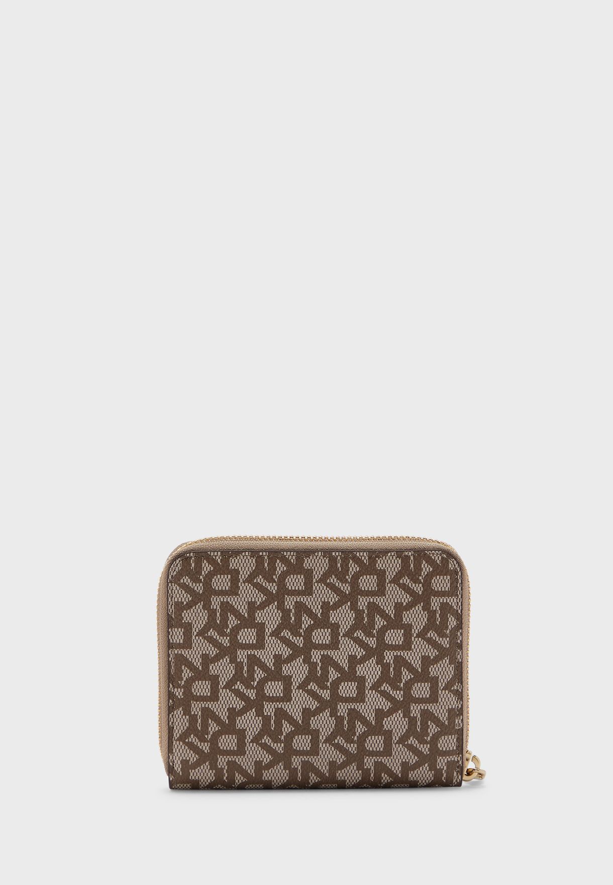 dkny brown logo purse