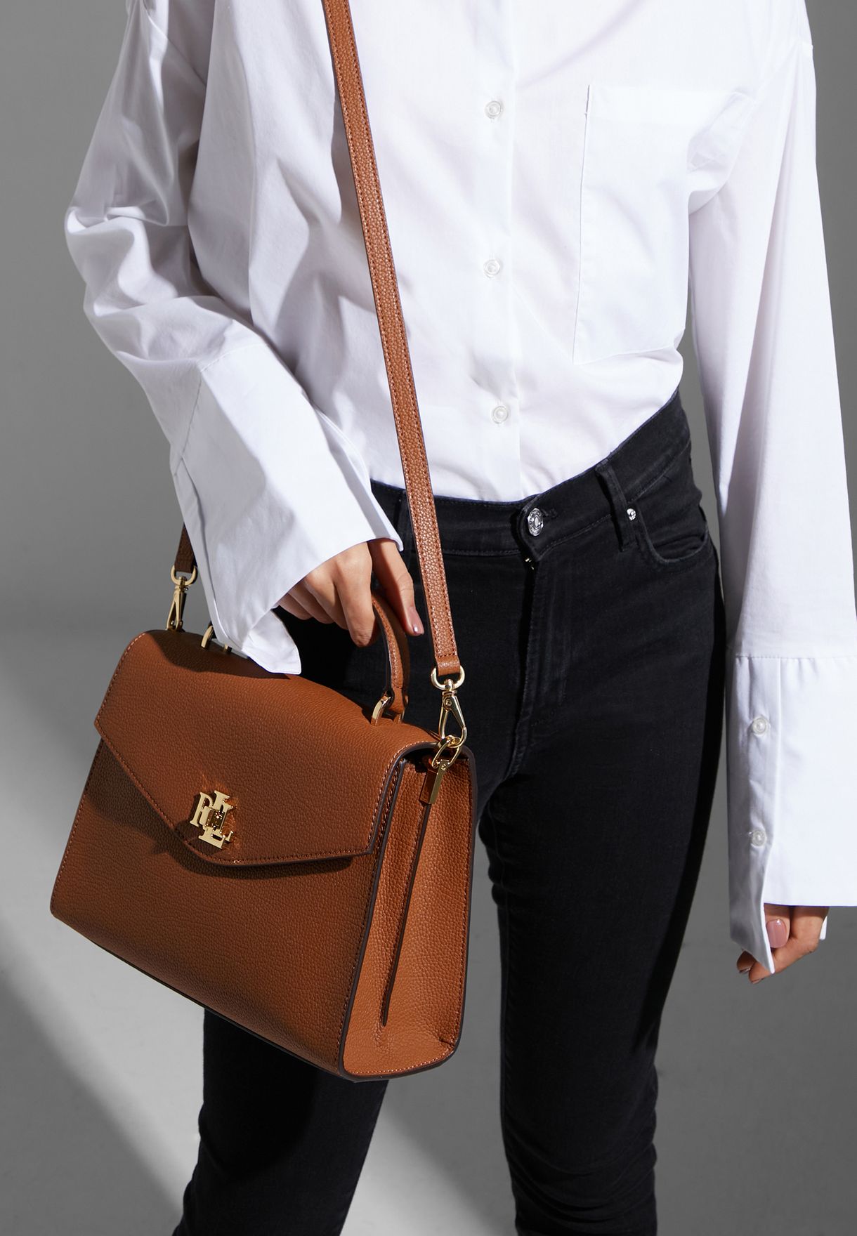 Lauren by Ralph Lauren Farrah Satchel Handbag in Brown Womens Bags Satchel bags and purses 