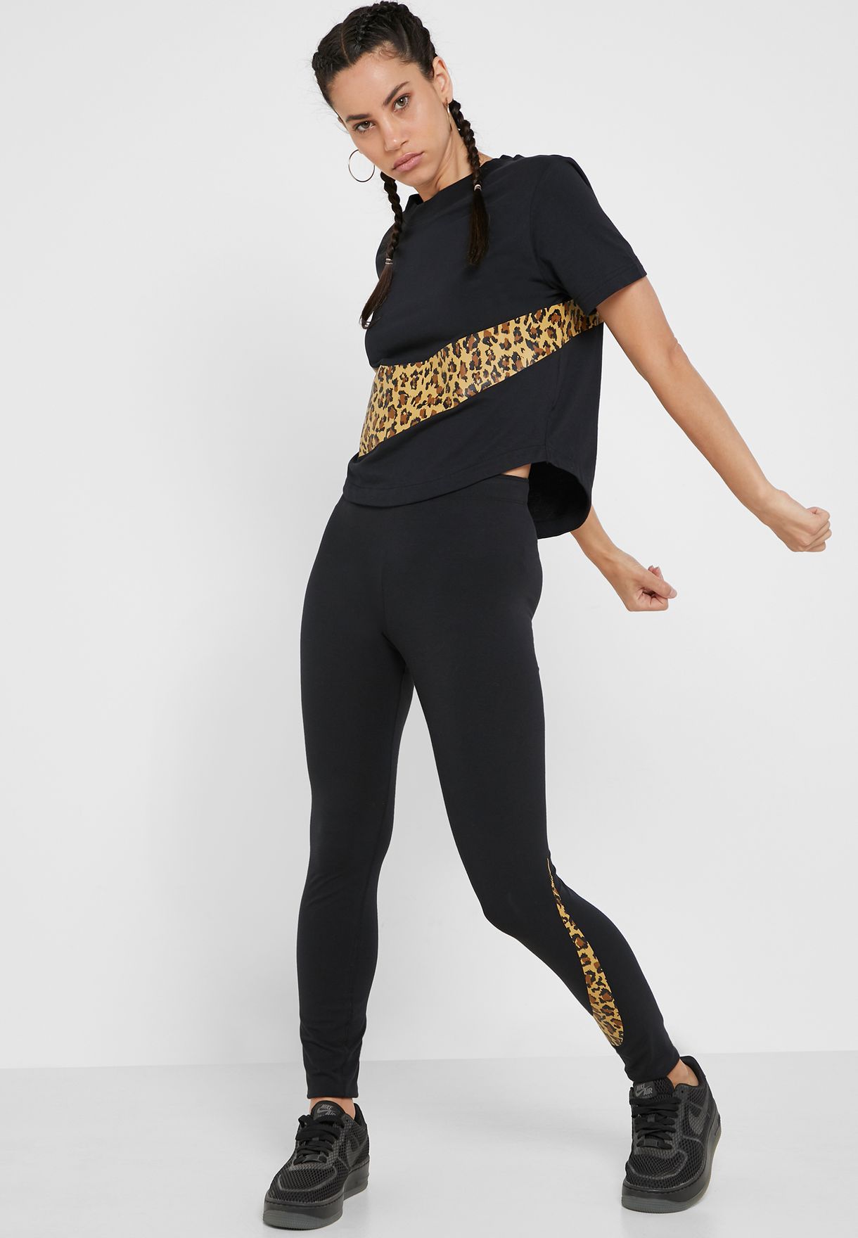 nike black leggings with leopard swoosh