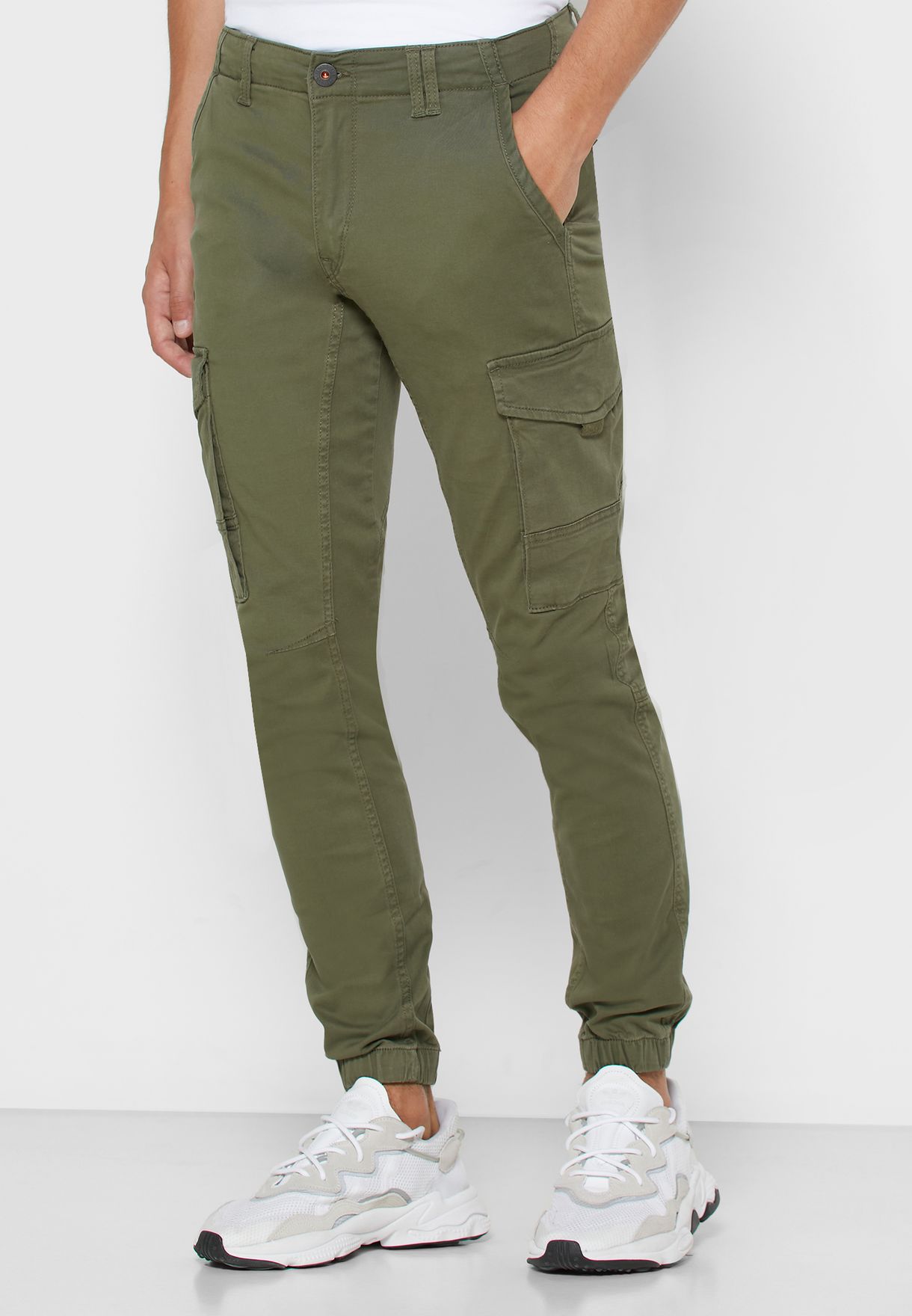 mens slim fit green cargo pants