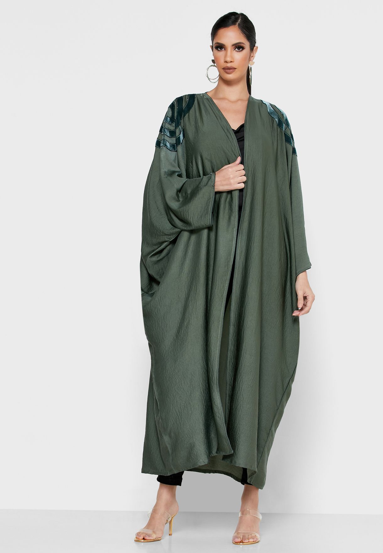 Buy Khizana green Embellished Shoulder Abaya for Women in Manama, Riffa