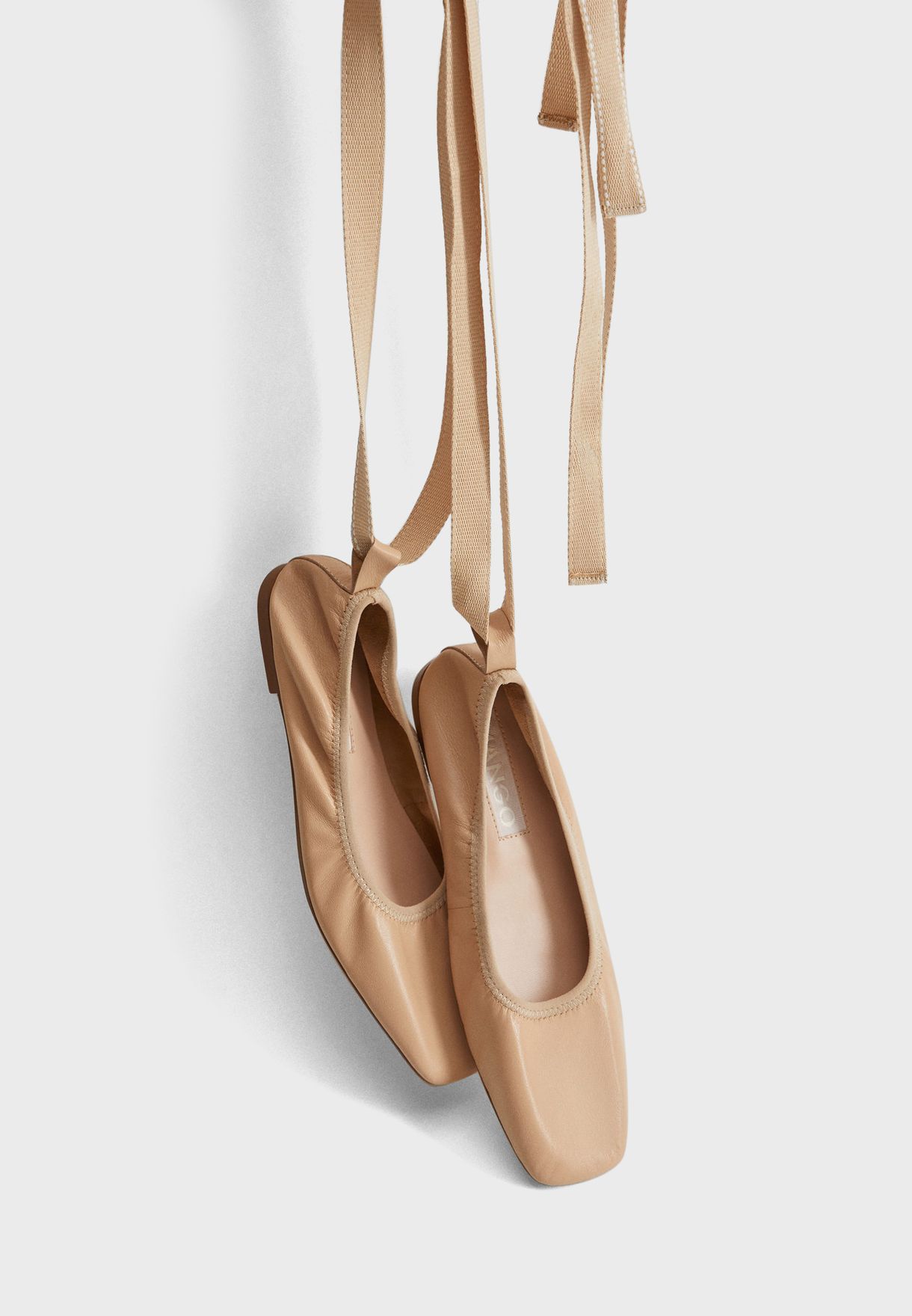 women mango bow leather ballerina