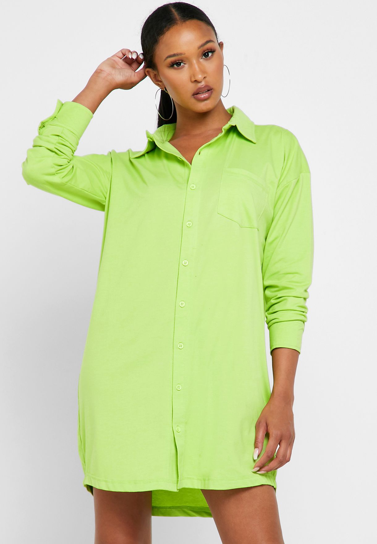 Missguided neon Longline Shirt Dress 
