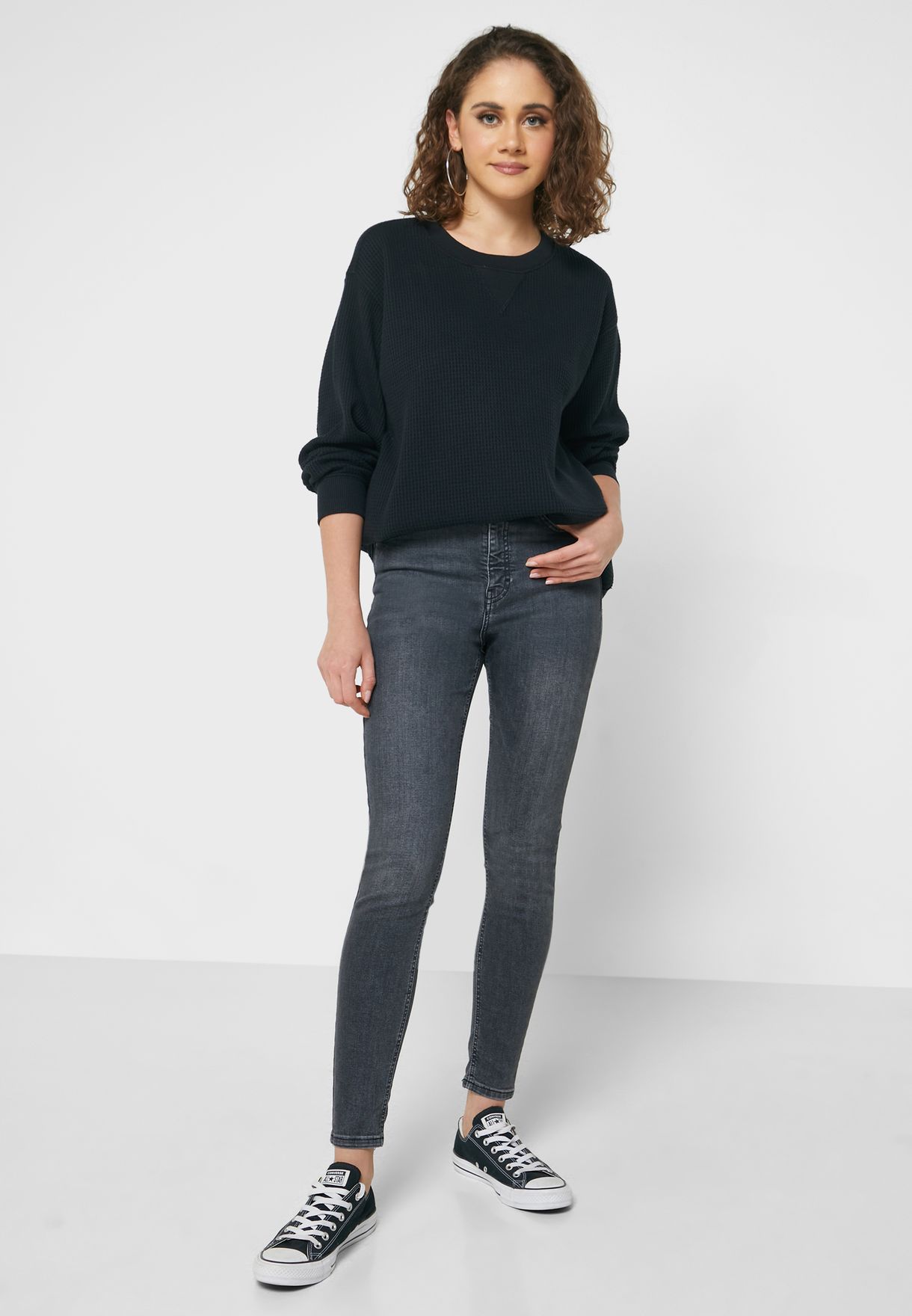 Round Neck Ribbed Sweater