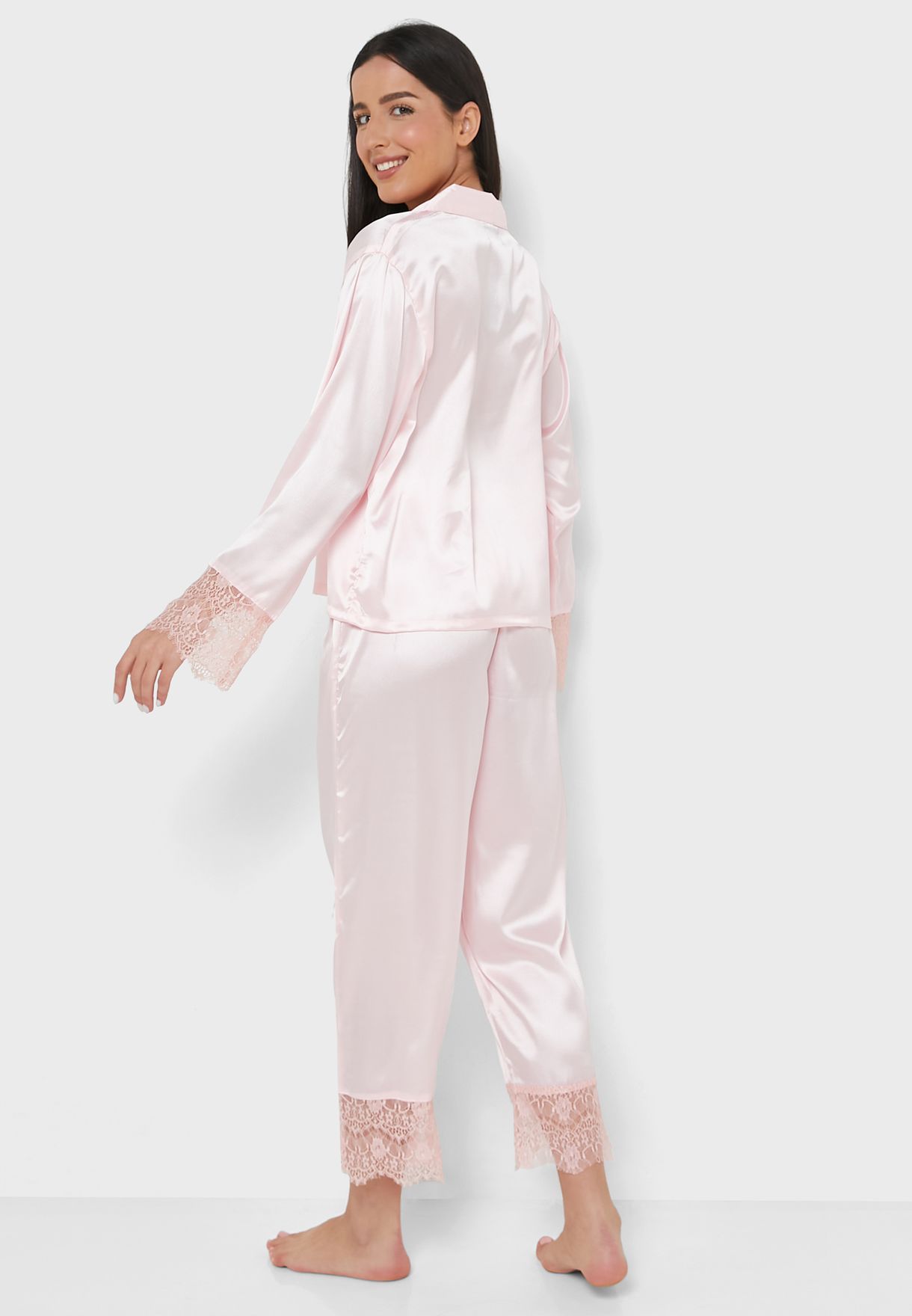 Lace Hem Detail Pyjama Set