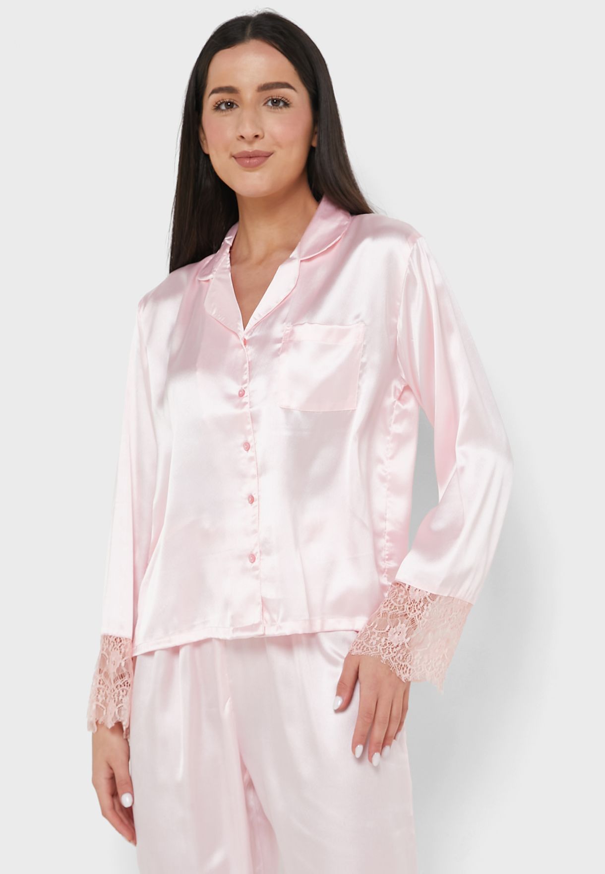 Lace Hem Detail Pyjama Set