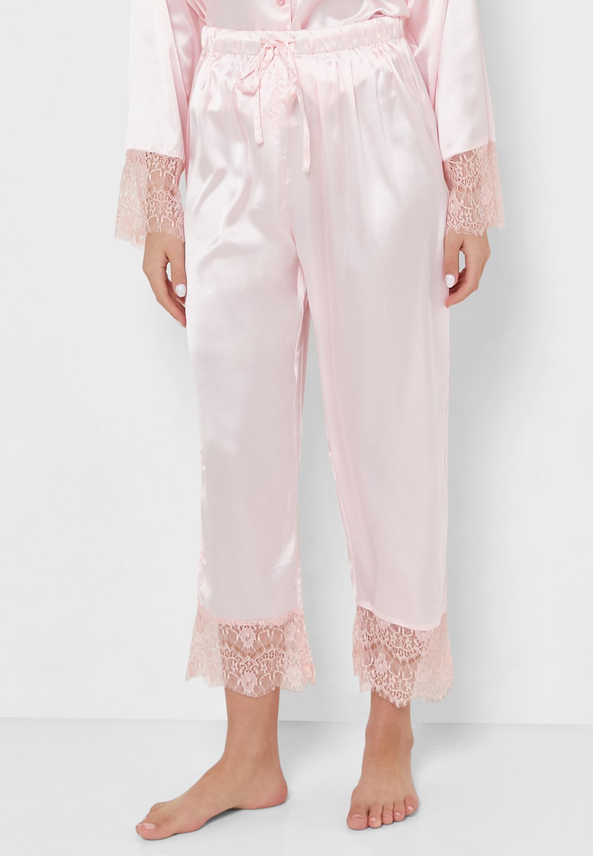 Lace Hem Detail Pyjama Set