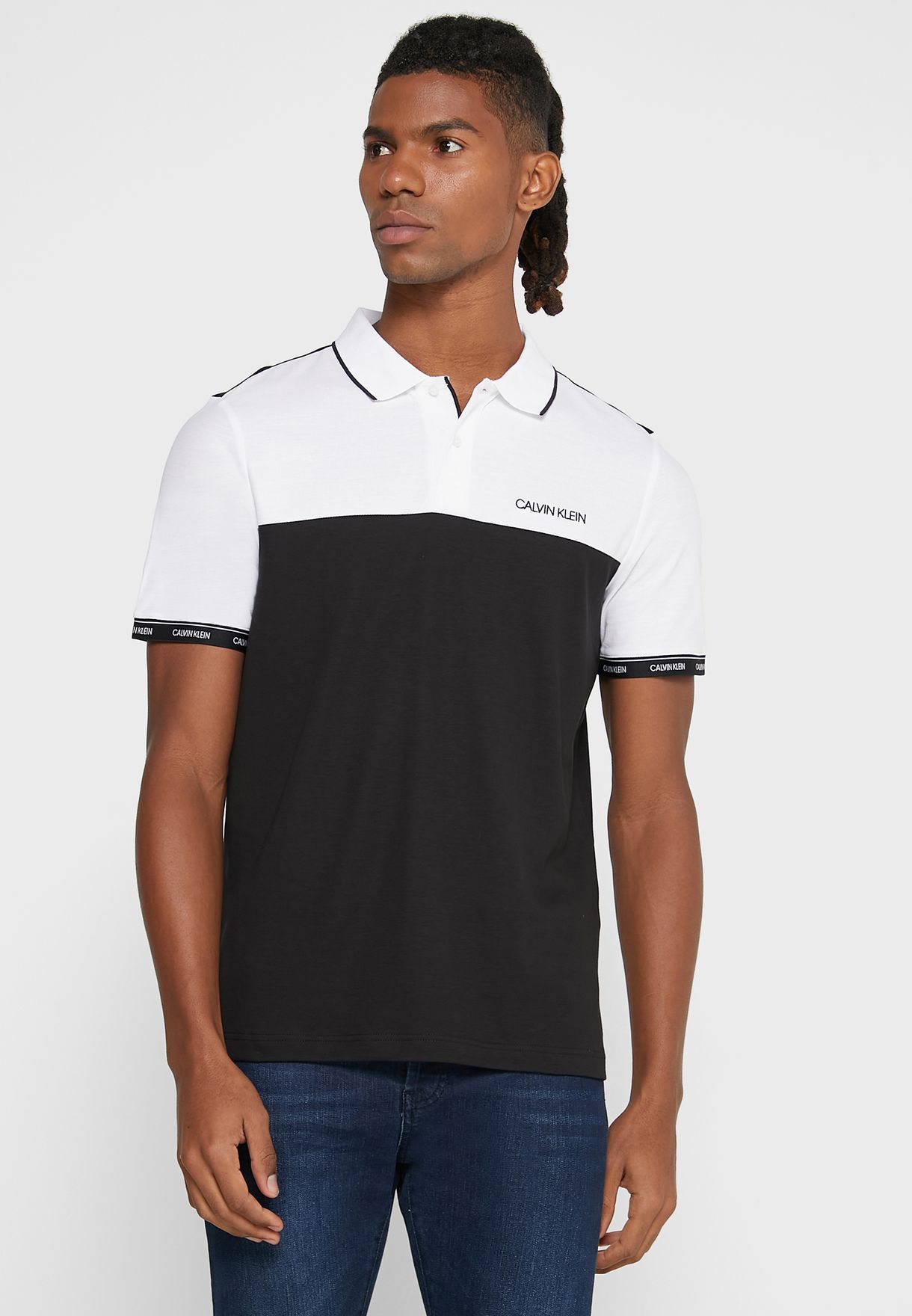 calvin klein colour block polo shirt