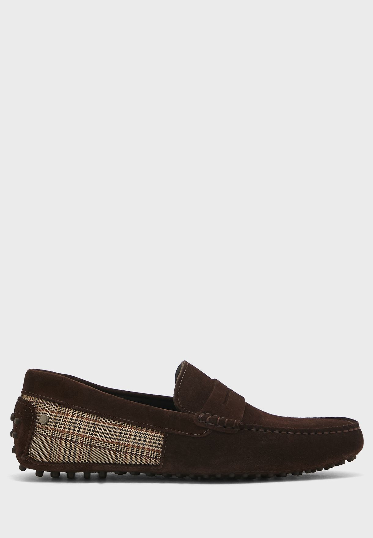 Checked Pattern Penny Loafers