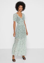 topshop spot mesh wrap dress