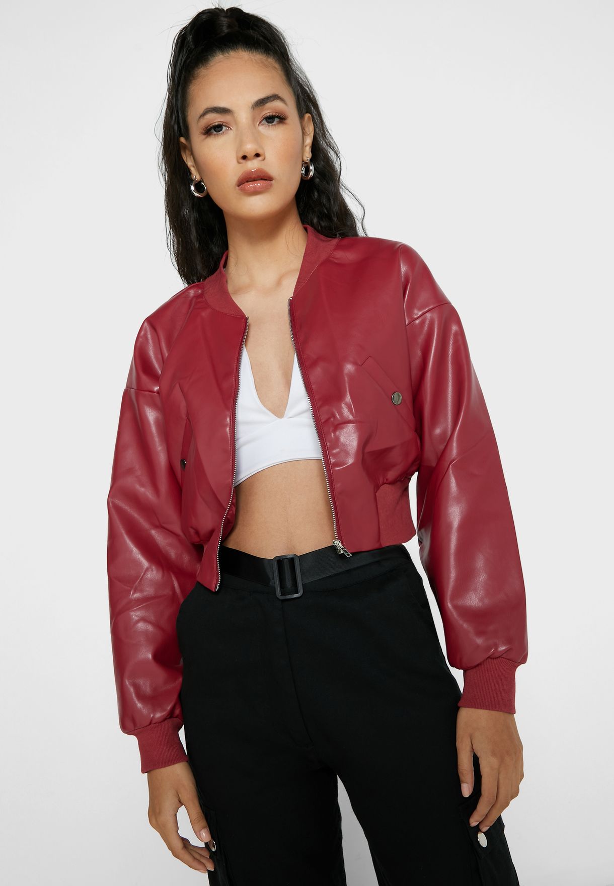 red pu jacket