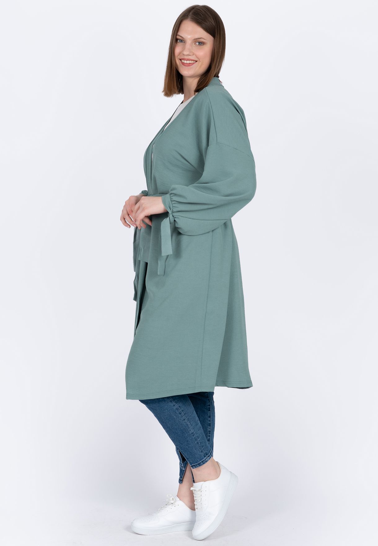 Belt Detail Longline Kimono