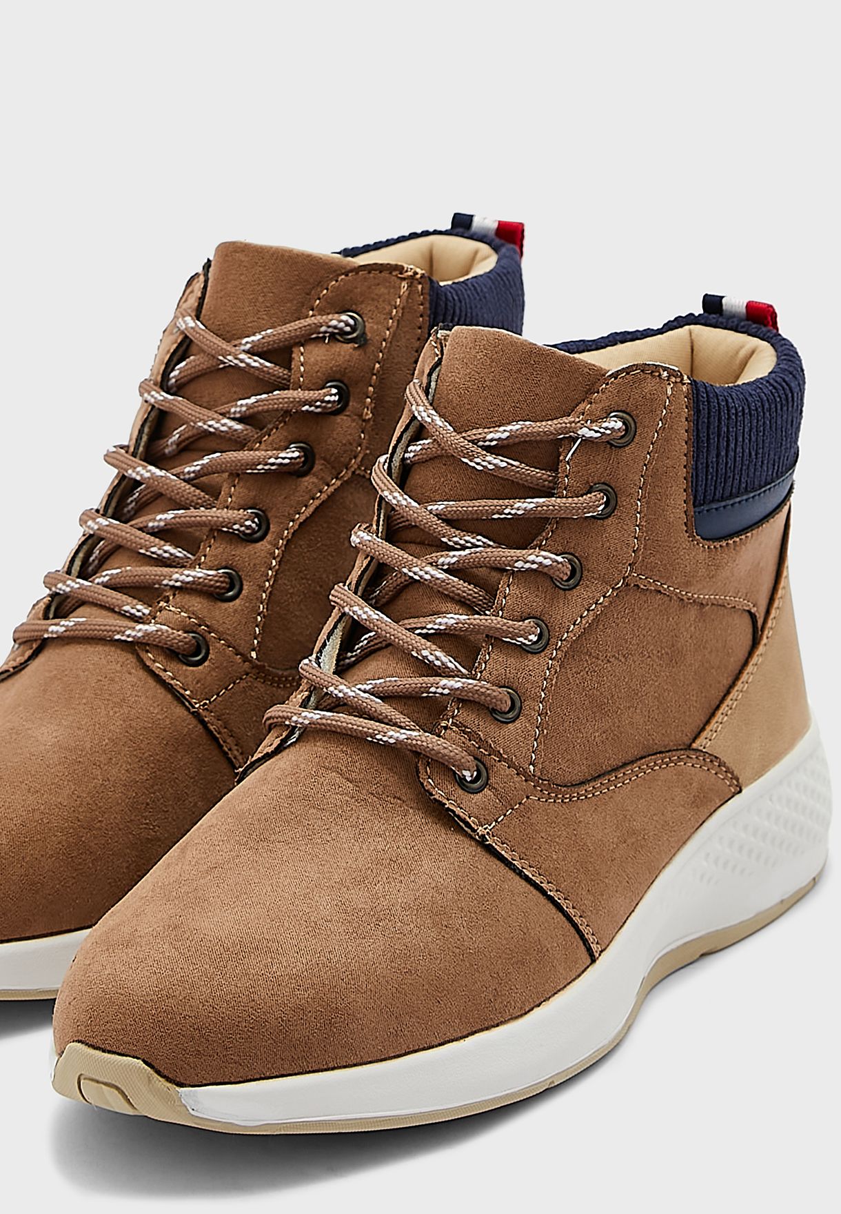 Webbing Detail Casual Faux Suede Boots