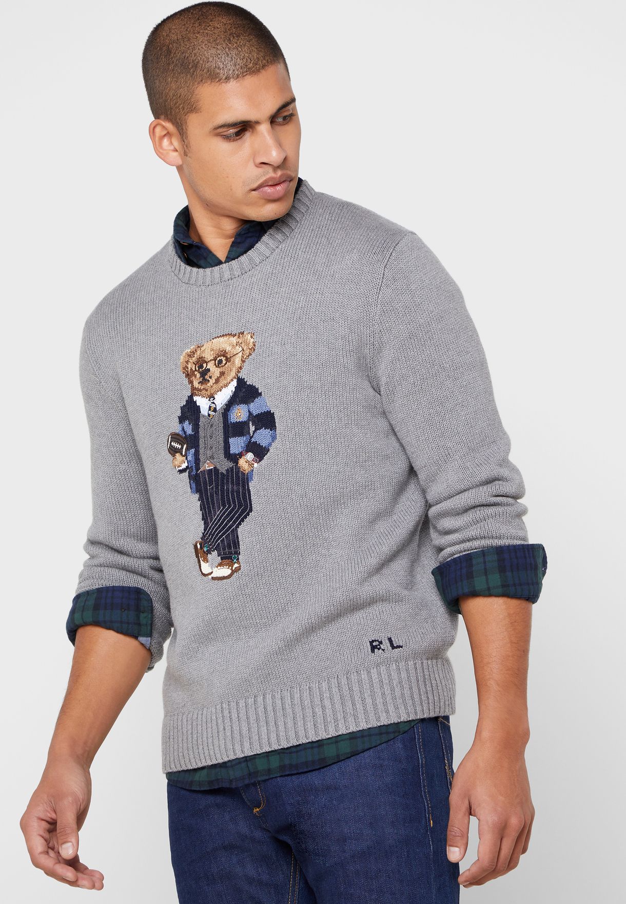 Buy Polo Ralph Lauren grey Bear Print Sweater for Men in MENA, Worldwide