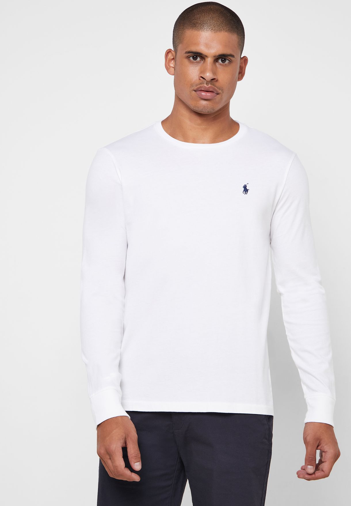 Buy Polo Ralph Lauren white Chest Logo Crew Neck T-Shirt for Men in ...