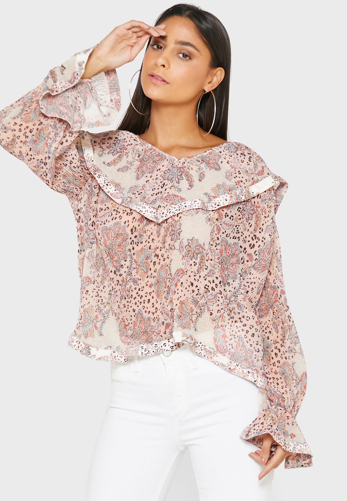 Flute Sleeve Knitted Top