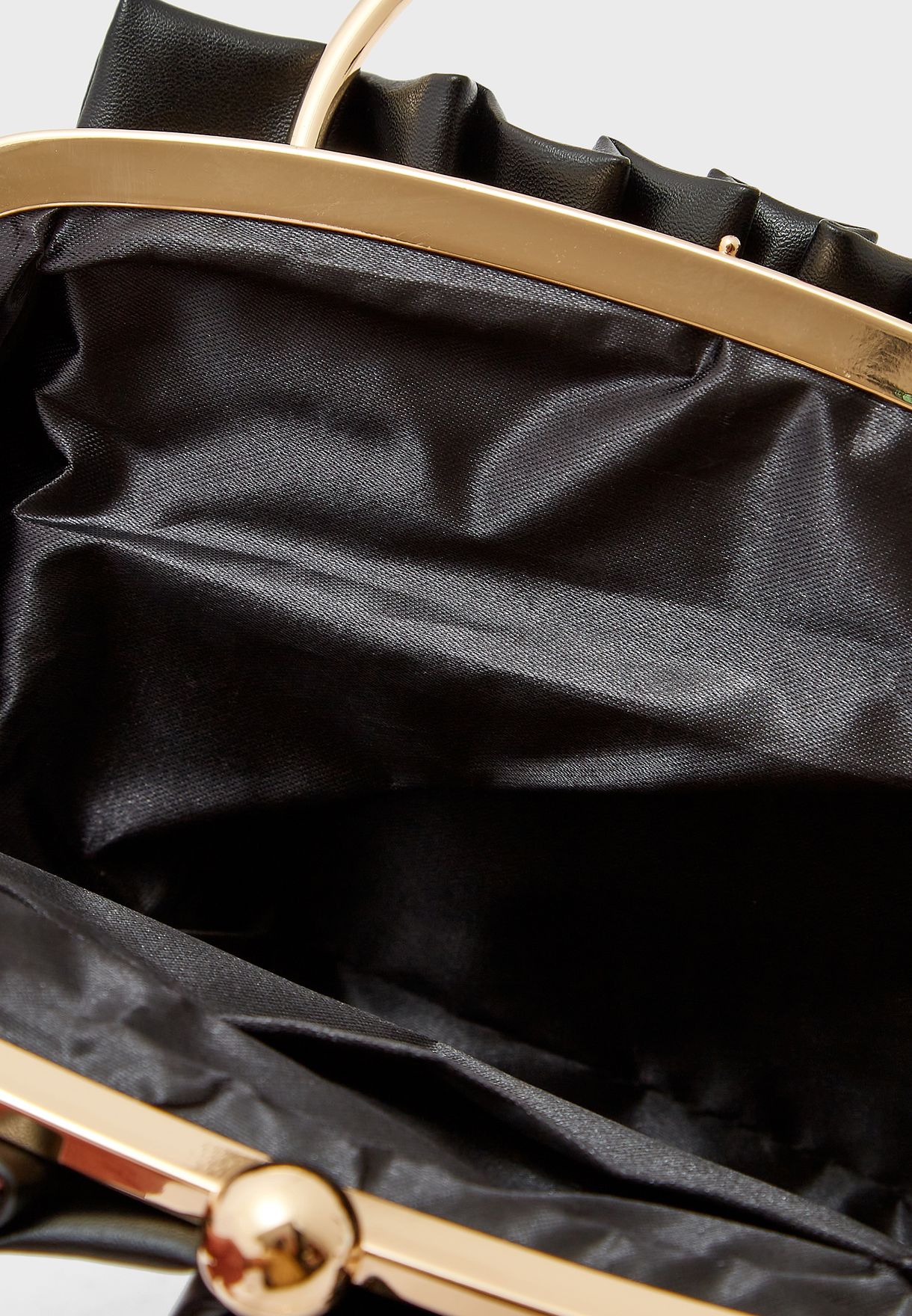Satin Gathered Jeweled Clutch Bag