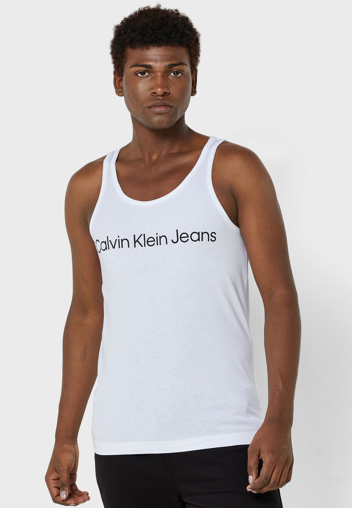 Buy Calvin Klein Jeans white Institutional Logo Tank Top for Men in Riyadh,  Jeddah