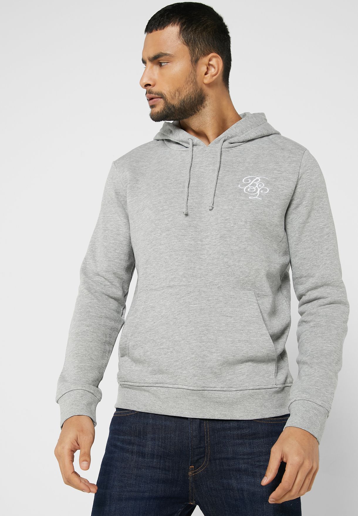 Buy Seventy five grey Bravesoul Embroidered Merlin Hoodie for Men in ...