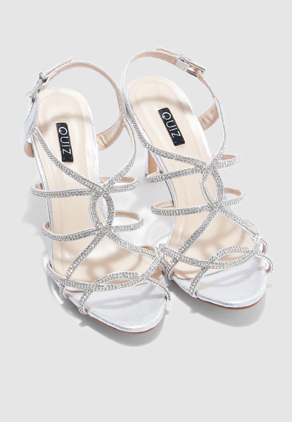 quiz silver shimmer diamante sandals
