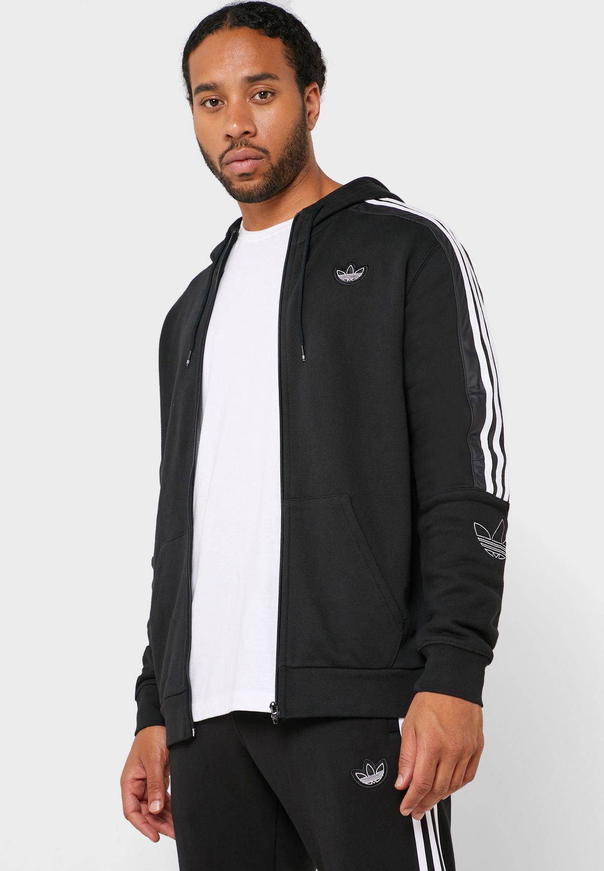adidas originals outline trefoil hoodie in black
