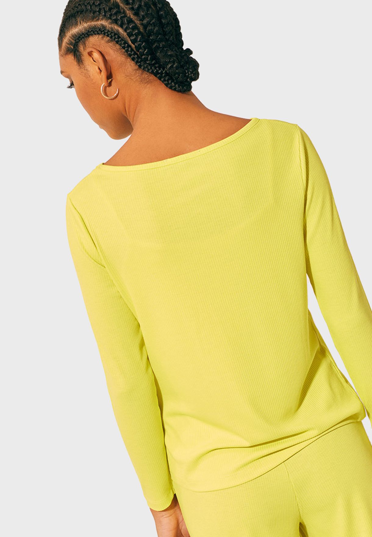 yellow boat neck top