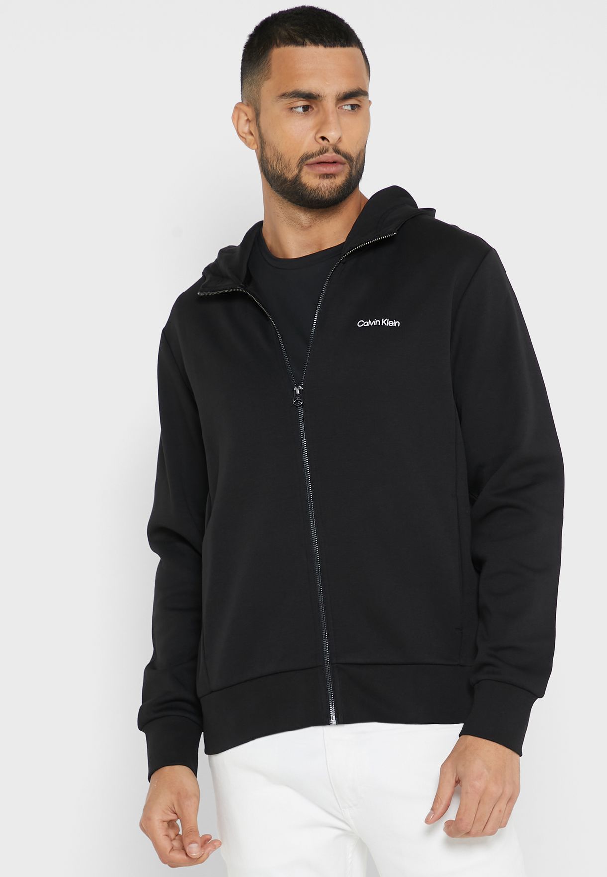 Buy Calvin Klein black Micro Logo Repreve Hoodie Jacket for Men in MENA ...