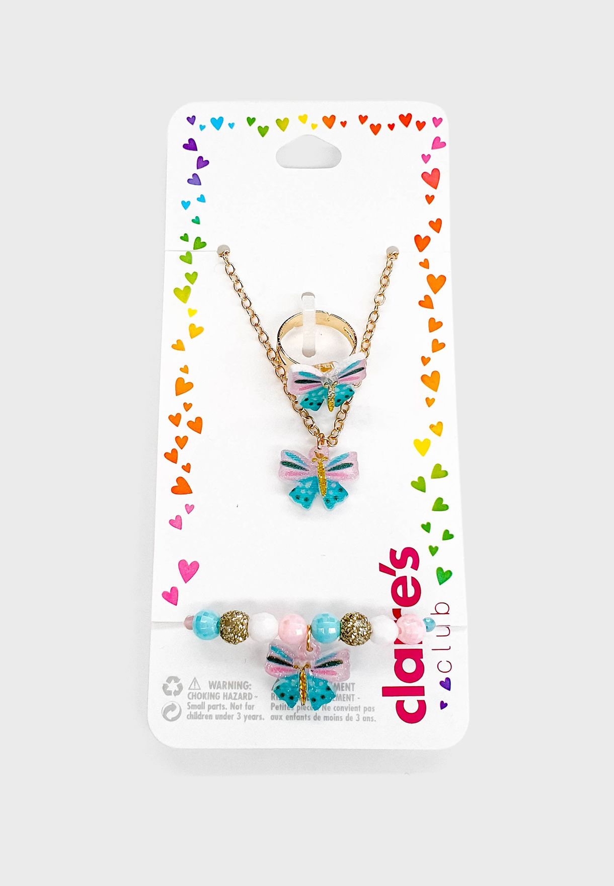 Kids Butterfly Pendant Necklace & Bracelet Set