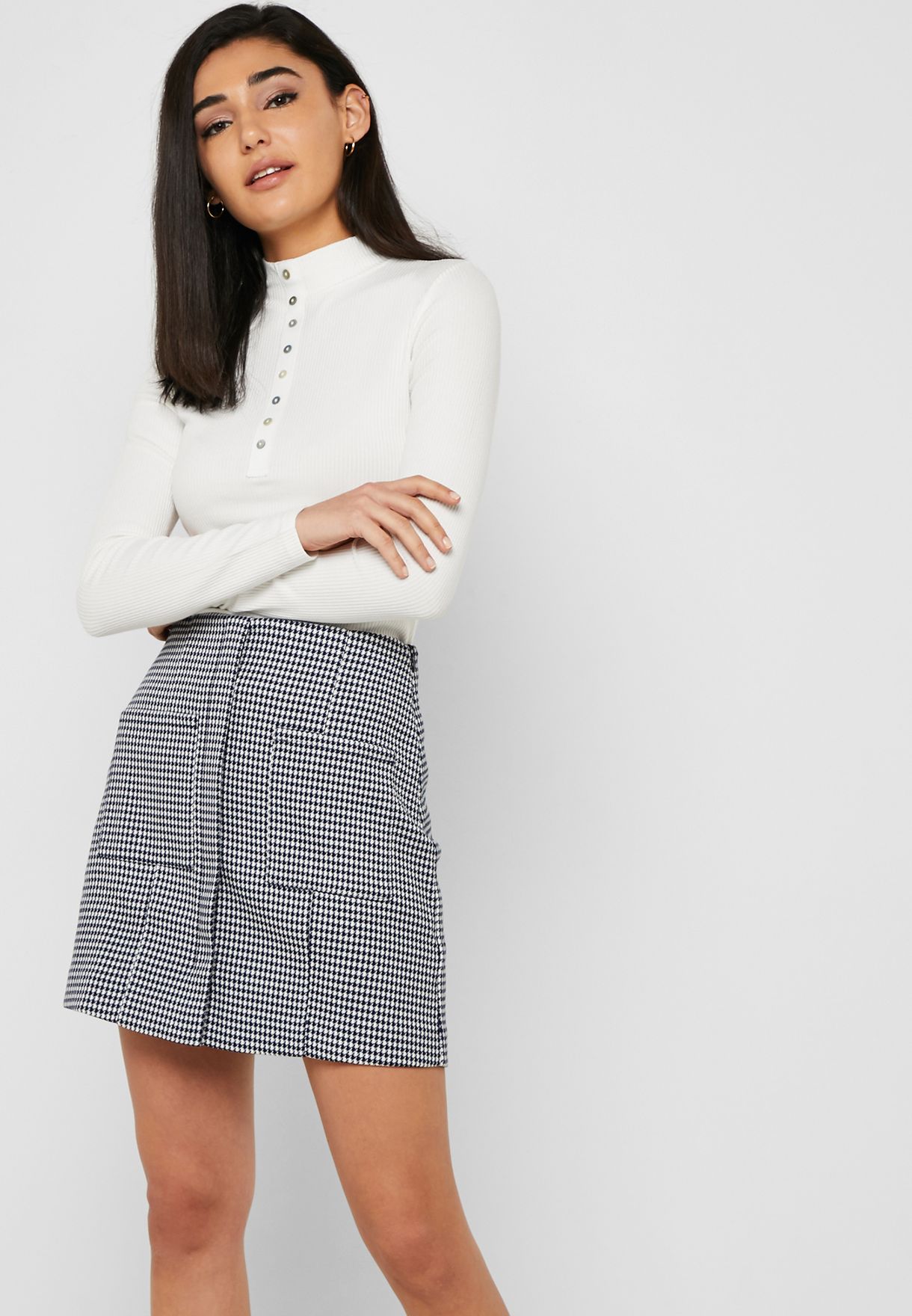 mango gingham print skirt - Cheap Online Shopping