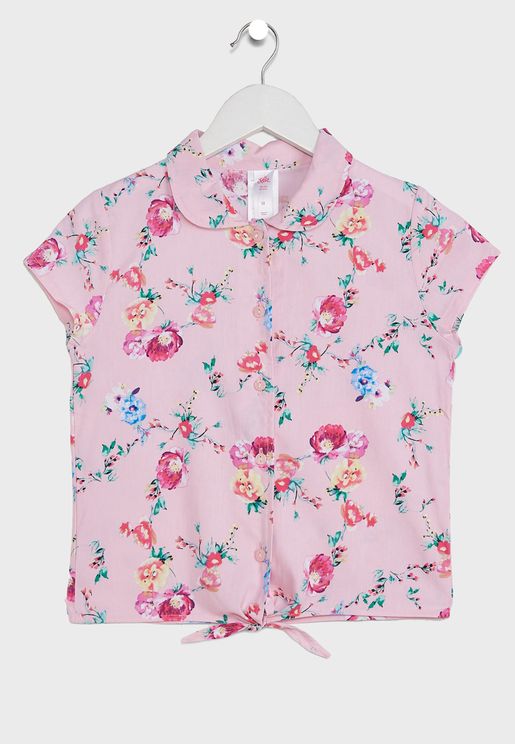 Kids Knotted Floral Top