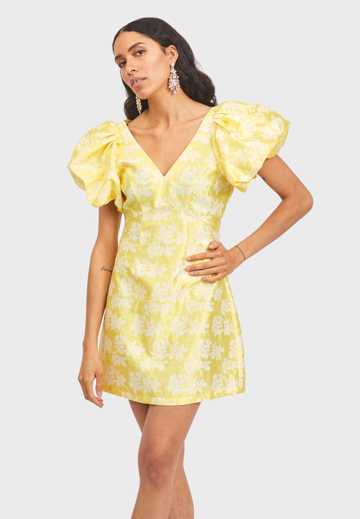 Buy Vila yellow Puff Sleeve Dress for ...