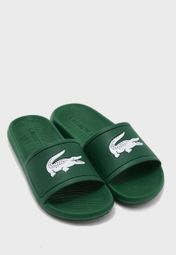 green lacoste slides