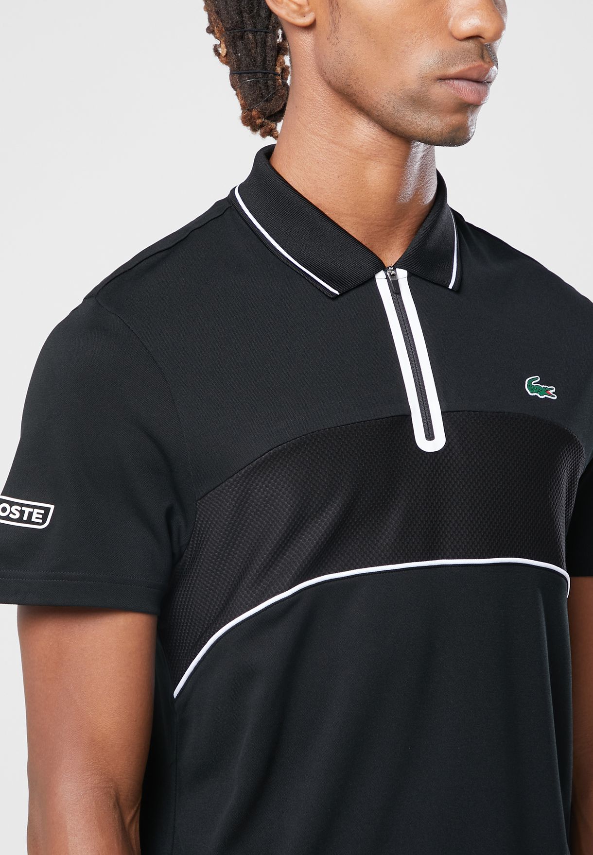 lacoste zip up polo