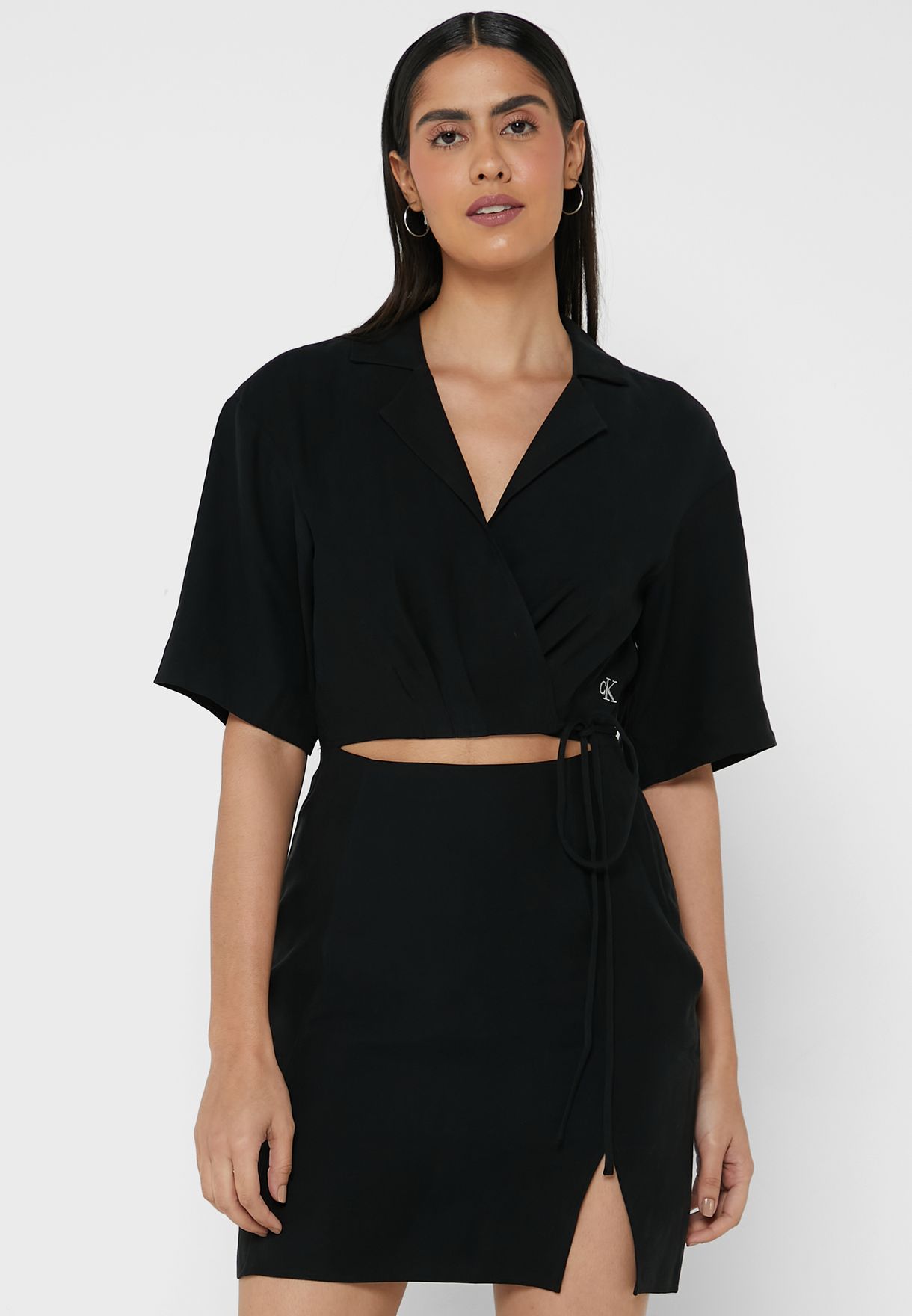 Buy Calvin Klein Jeans black Cut Out Detail Wrap Dress for Women in Muscat,  Salalah
