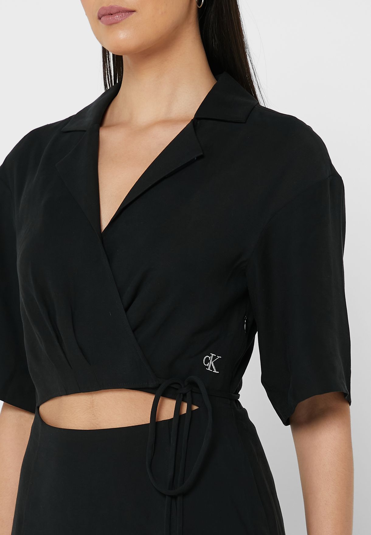 Buy Calvin Klein Jeans black Cut Out Detail Wrap Dress for Women in Riyadh,  Jeddah