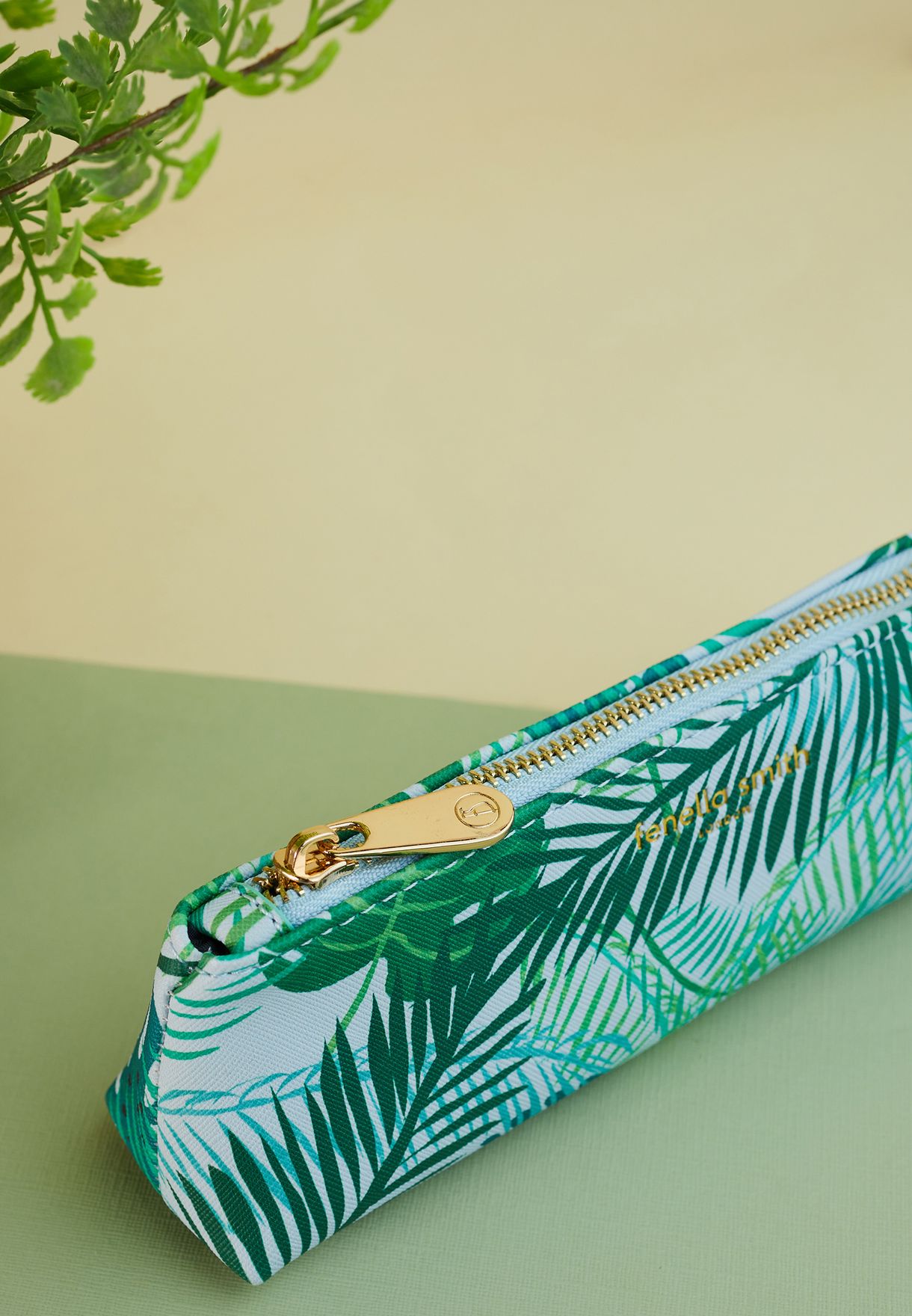 Green Palm Vegan Leather Pencil Case