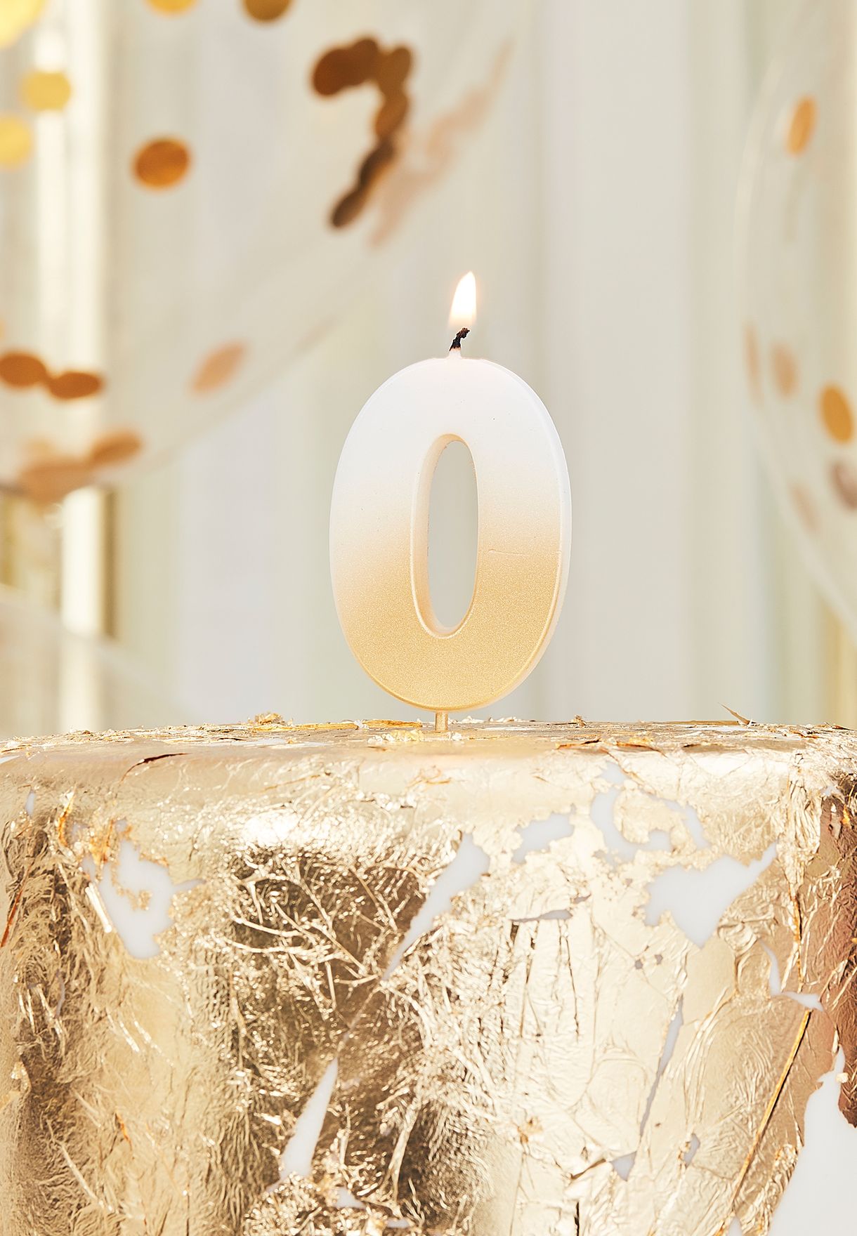 Gold Ombre Number Candle - 0